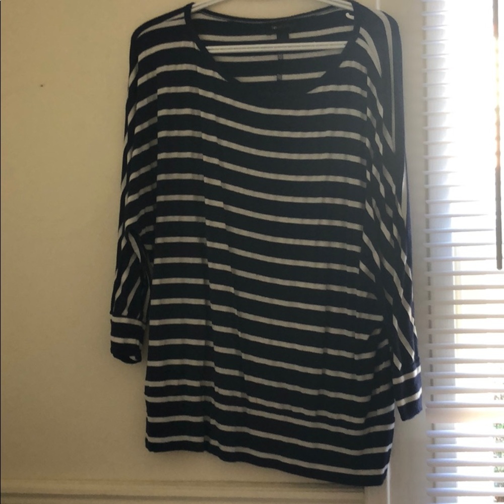 Blue and white striped top